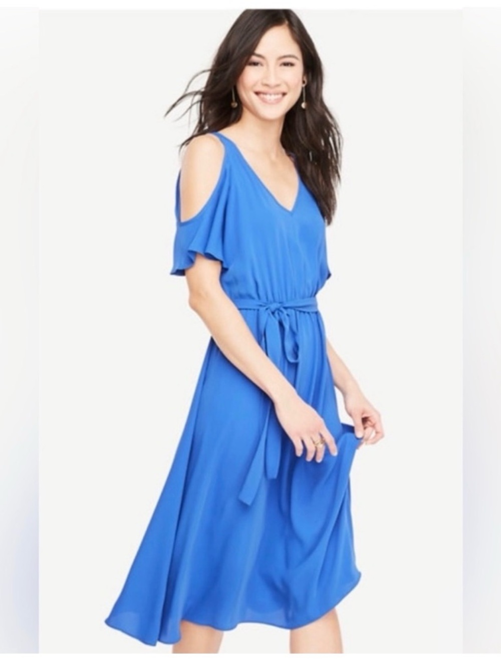 2 for $20 sale: Ann Taylor bright royal blue cold shoulder midi dress